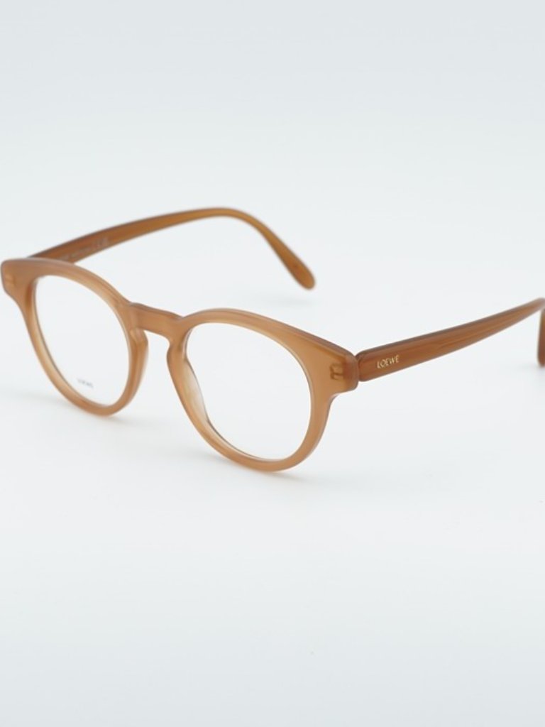 Loewe Lw50085i 047 Unisex Eyeglasses Shiny Brown 49mm Round Frame